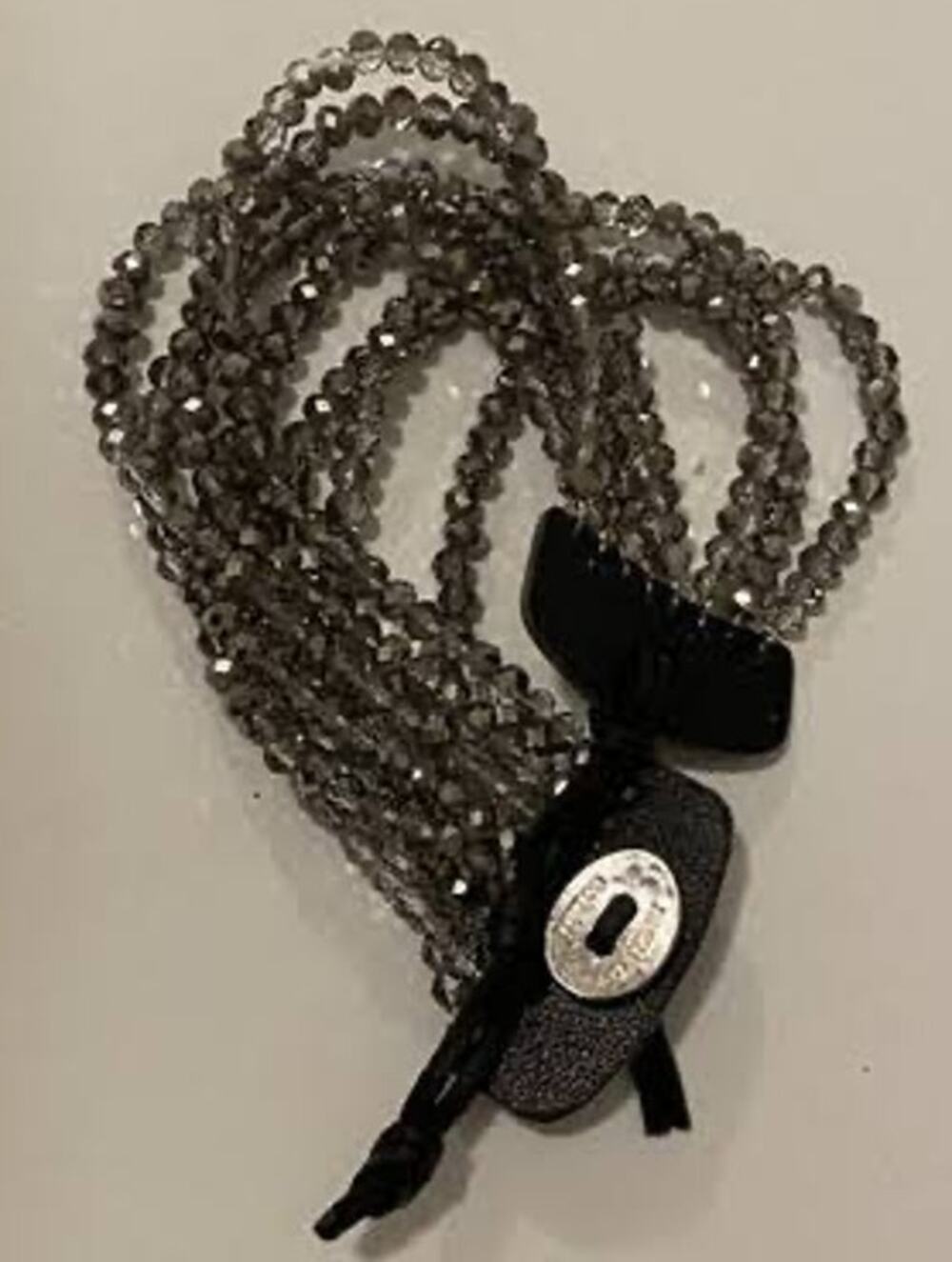 Marlyn Schiff faceted bead leather wrap bracelet